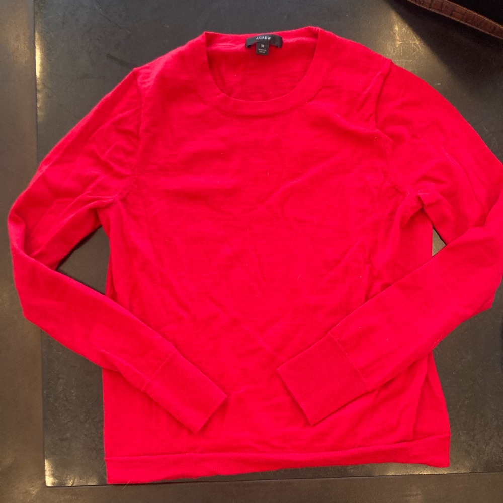 J. Crew Merino Wool Bright Red Crewneck Sweater